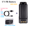 For Walkie Talkie BF-F8HP UV5R UV-5RE BF-F9 5RB 5RL GT-5R Radios Extended UV-5R Battery 3800 MAh USB C Charger Enlarged